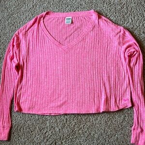 Pink Long Sleeve Crop Shirt XS